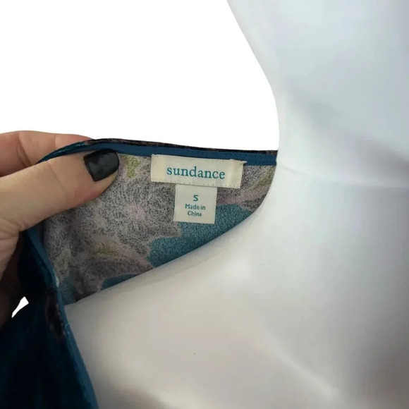 Sundance Nomi Teal Floral Velvet Mini Dress Small - Picture 7 of 8